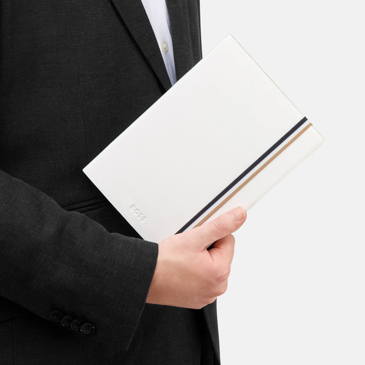 Hugo Boss A5 Iconic White Lined Notebook HNH321WL