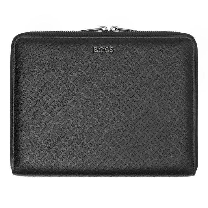 Hugo Boss A5 Conference Folder Monogram Zipped Black HTM411A
