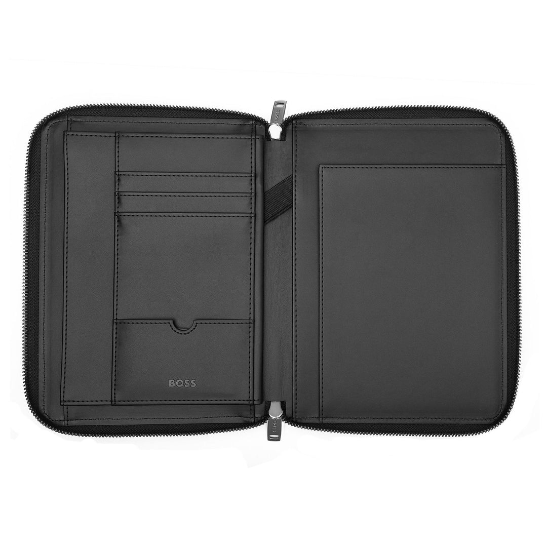 Hugo Boss A5 Conference Folder Monogram Zipped Black HTM411A