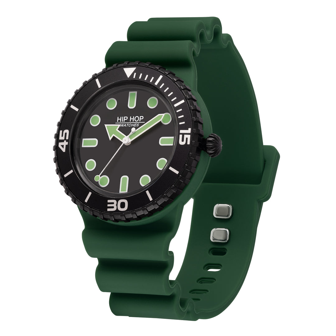 Hip Hop horloge Master Groen/Zwart 41mm HWU1236