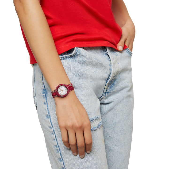 Hip-Hop-Uhr RED Winter Blossom Collection 32 mm HWU1248