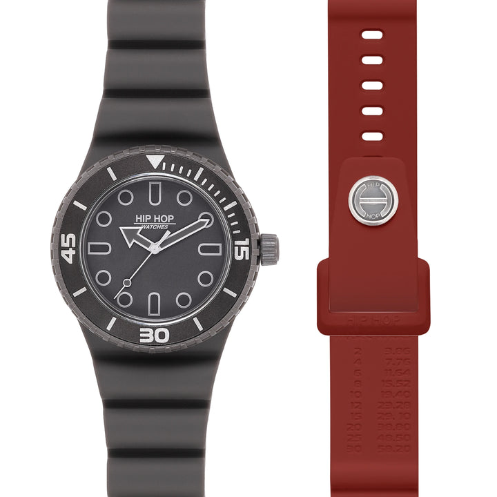 Ceas hip hop BORDEAUX/GREY Colecția Master 41mm HWU13334