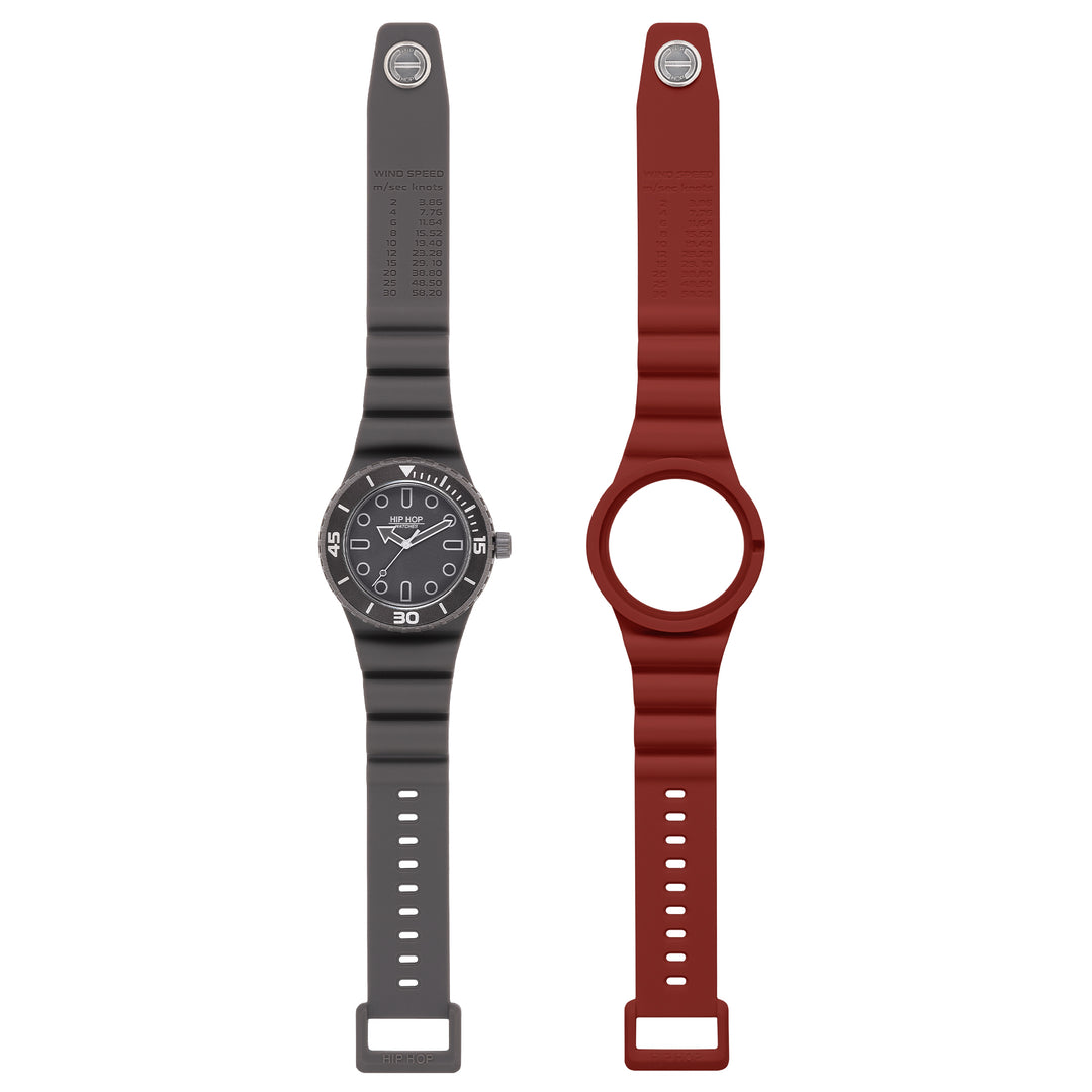 Ceas hip hop BORDEAUX/GREY Colecția Master 41mm HWU13334