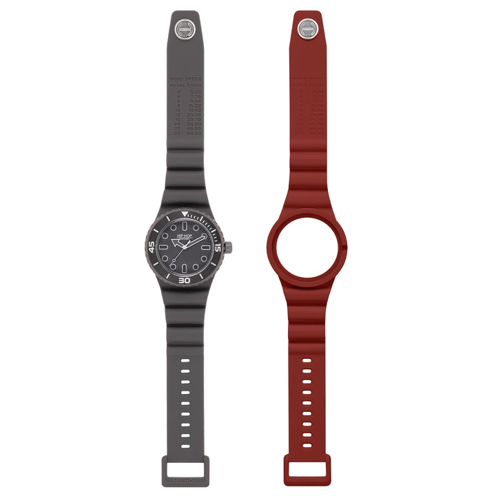 Ceas hip hop BORDEAUX/GREY Colecția Master 41mm HWU13334
