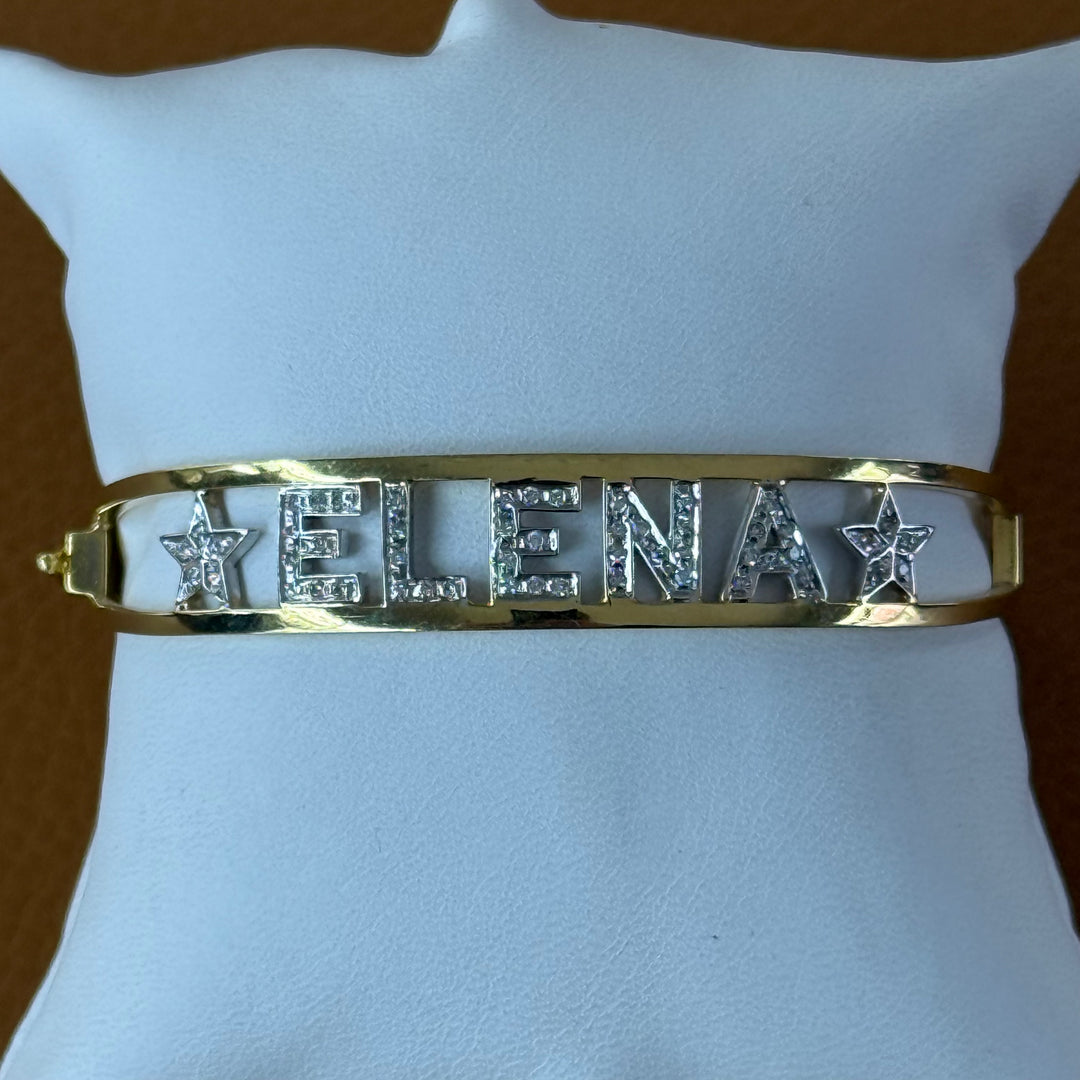Geelgouden en diamanten armband met ELENA-schrift