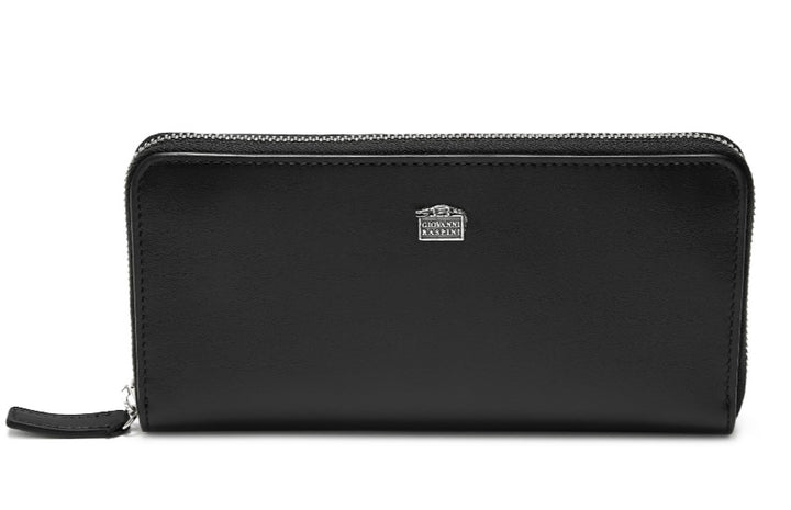 Cartera grande con cremallera Giovanni Raspini en cuero plateado 925 L0009