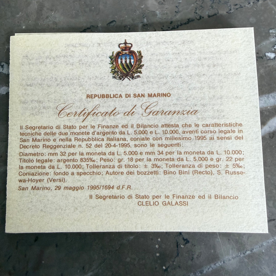 Monete in argento 5000 10000 Lire Repubblica di San Marino Amerigo Vespucci 1995