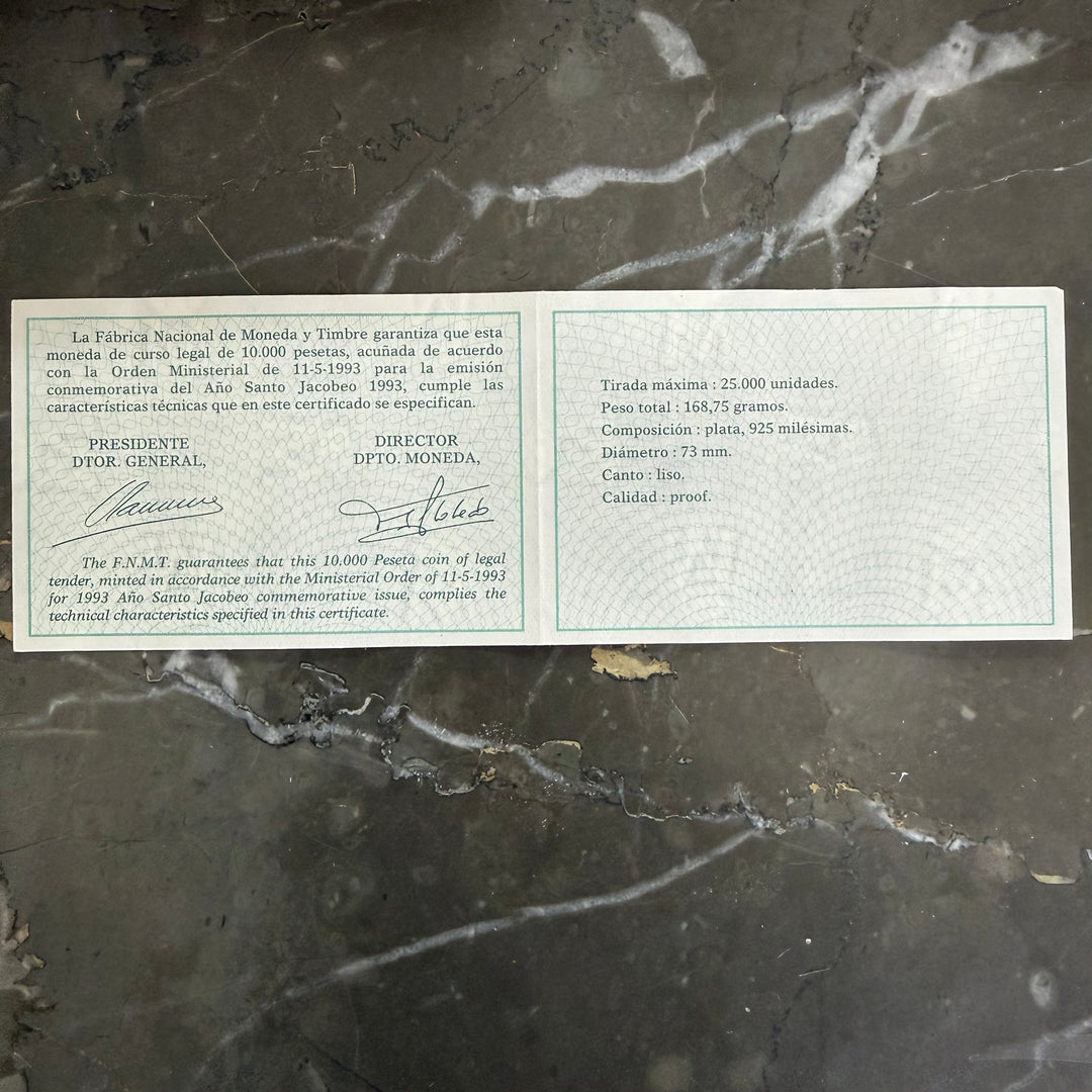 Zilveren munt van 10000 Peseta's Año Santo Jacobeo 1993