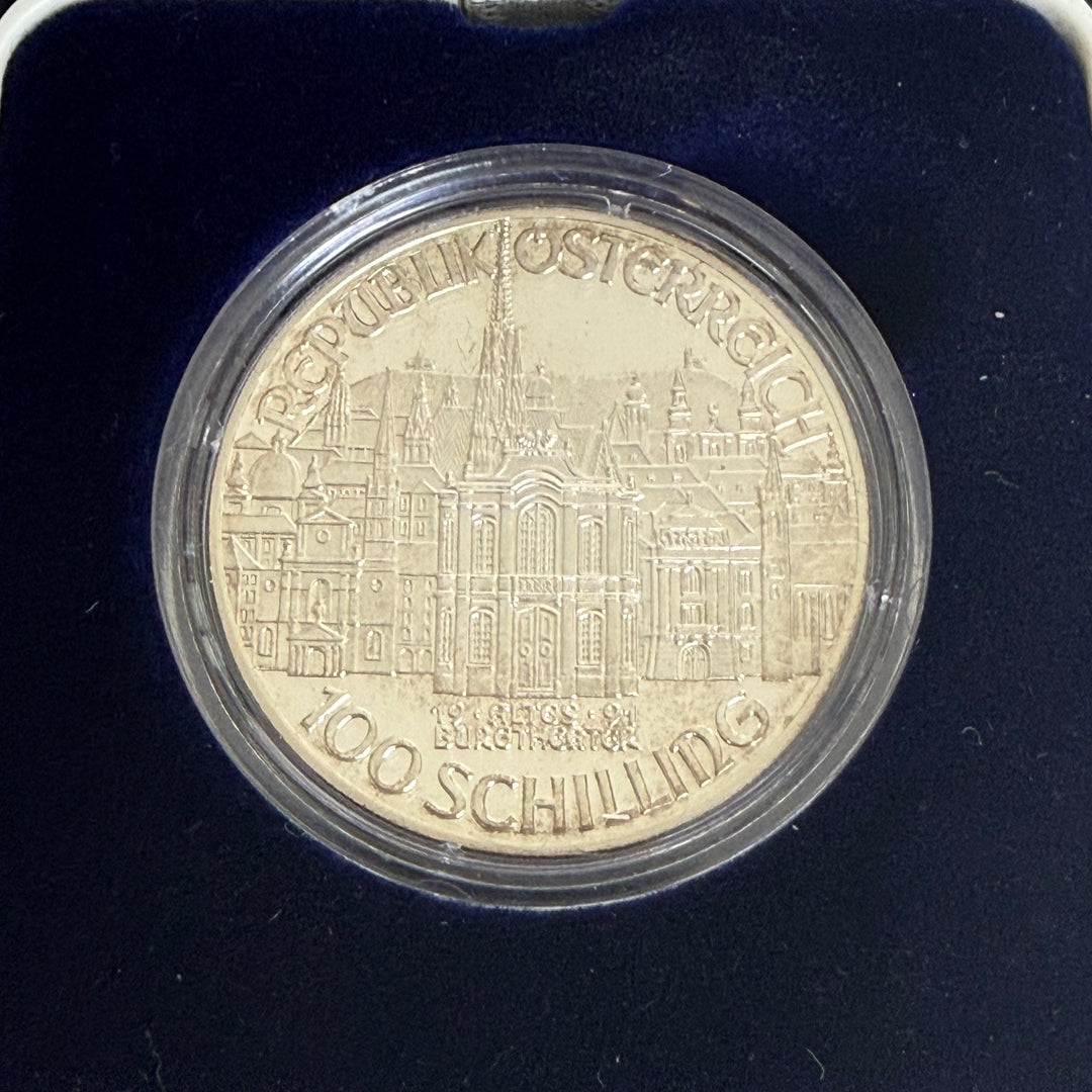 Moneta in argento 100 scellini austriaci 200° morte Wolfgang Amadeus Mozart 1991