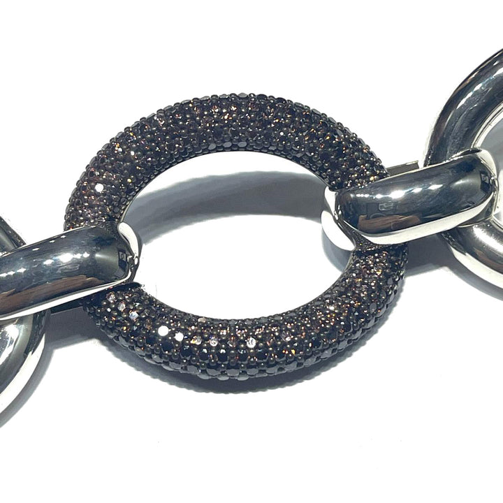 Pulsera Sidalo anillos ovalados plata 925 circonitas marrones M-4447-BW