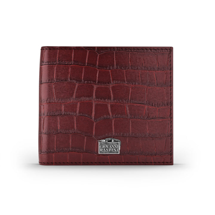 Giovanni Raspini bordeaux kroko læder pung 925 sølv L0031