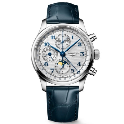 Relógio Longines Master Collection Chrono Moonphase 41 mm prata automático aço L2.962.4.73.2