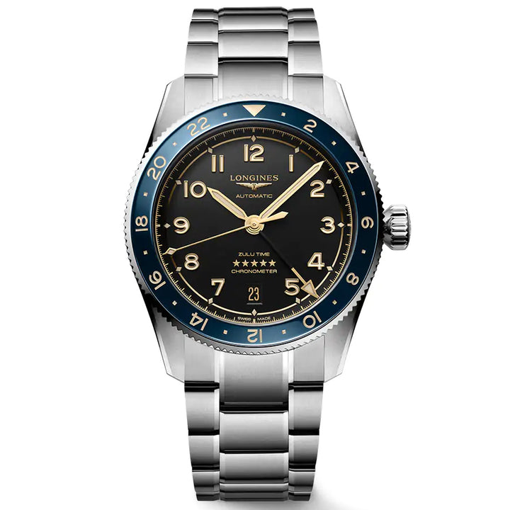 Longines watch Spirit Zulu Time 39mm anthracite automatic steel L3.802.4.60.6