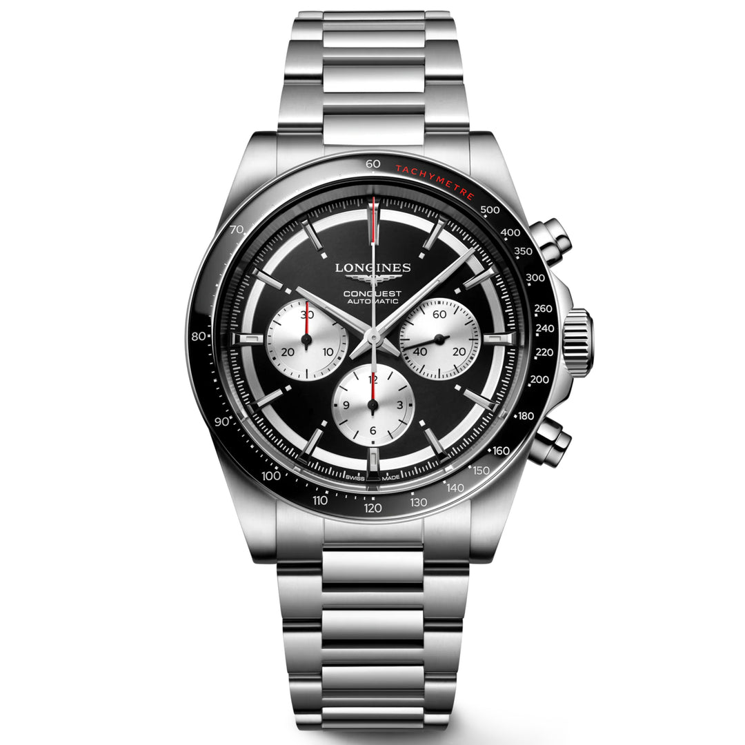 Reloj Longines Conquest Chronograph 42mm automático de acero negro L3.835.4.52.6