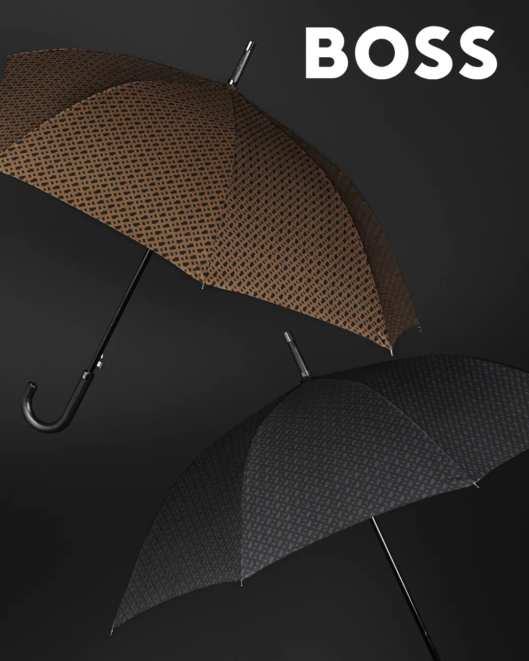 Guarda-chuva Hugo Boss Monogram cinza escuro HUN310J