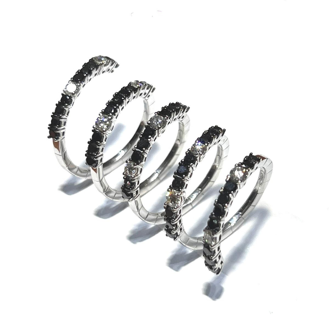 Sidalo Spirale ring 18 karat hvidguld, hvide og sorte diamanter M 5043-BN