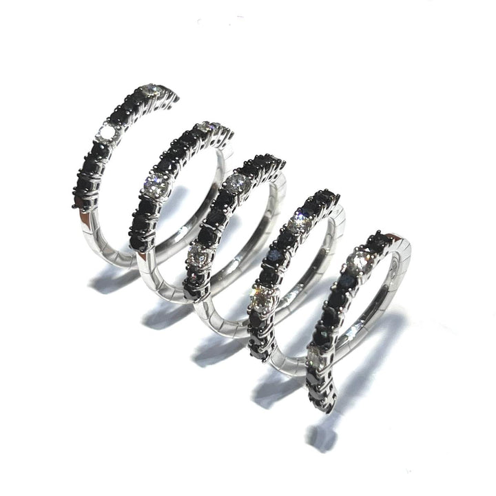 Sidalo Spirale ring 18 karat hvidguld, hvide og sorte diamanter M 5043-BN
