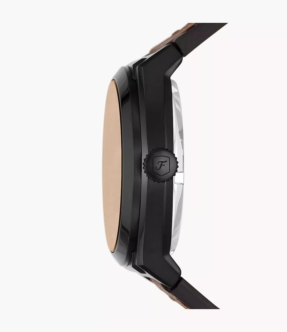 Hodinky Fossil Everett 42mm černá automatická ocel černá PVD úprava ME3207