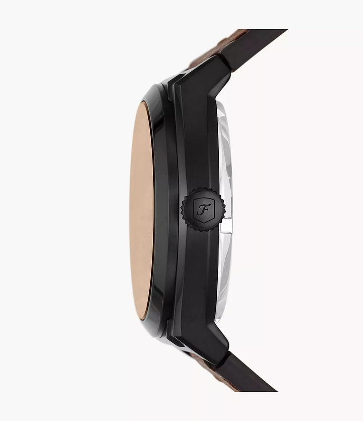 Hodinky Fossil Everett 42mm černá automatická ocel černá PVD úprava ME3207
