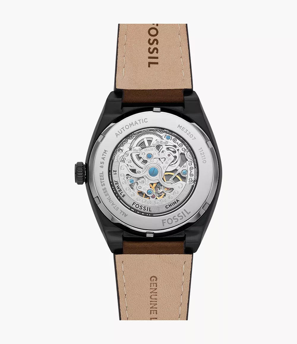 Hodinky Fossil Everett 42mm černá automatická ocel černá PVD úprava ME3207