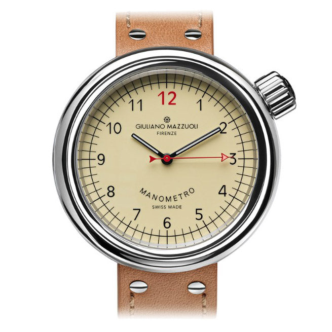 Giuliano Mazzuoli Manométer óra 45mm elefántcsont automata acél MRP01N