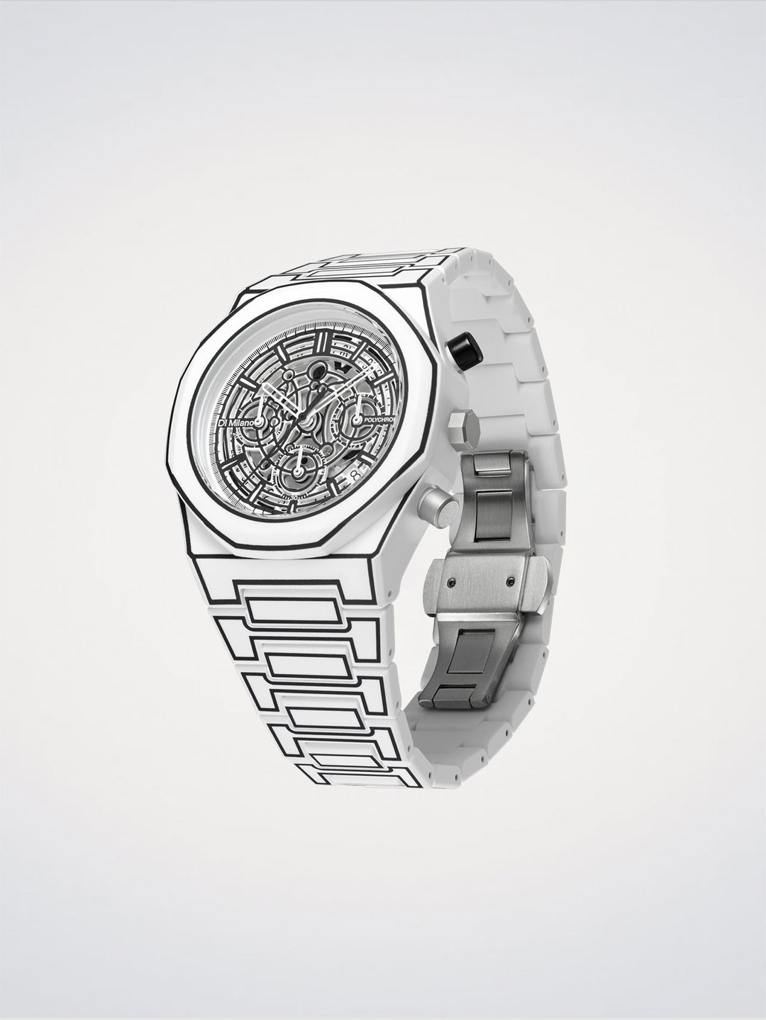 D1 Milano Wit Schets Polychrono 40,5 mm D1-PHBJ13