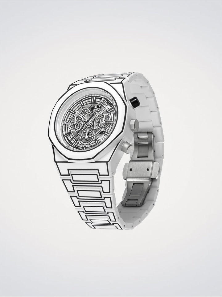 D1 Milano Wit Schets Polychrono 40,5 mm D1-PHBJ13