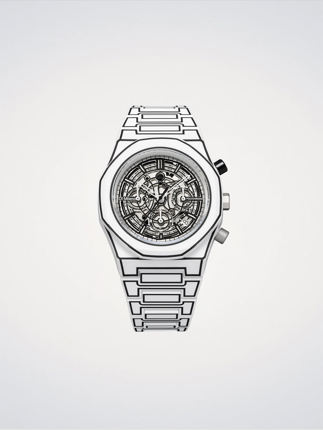 D1 Milano Wit Schets Polychrono 40,5 mm D1-PHBJ13