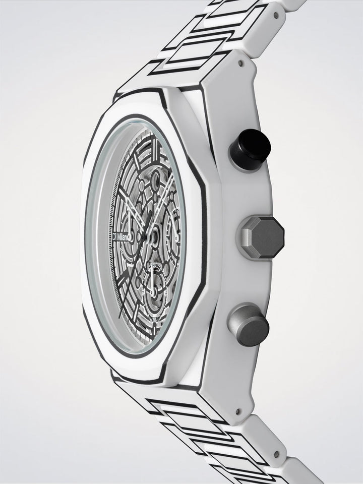 D1 Milano Wit Schets Polychrono 40,5 mm D1-PHBJ13