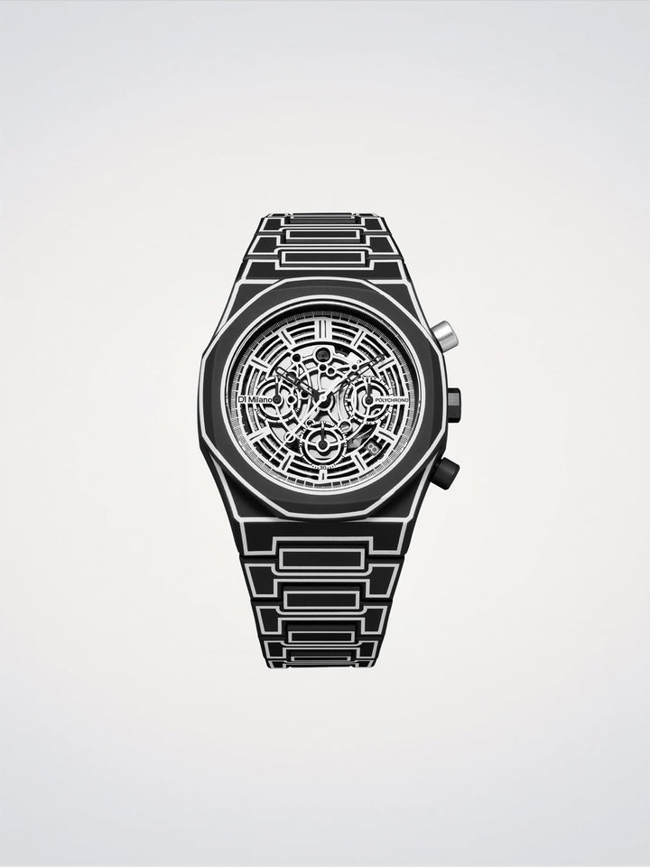 D1 Milano Μαύρο Σκίτσο Polychrono 40,5 mm D1-PHBJ14