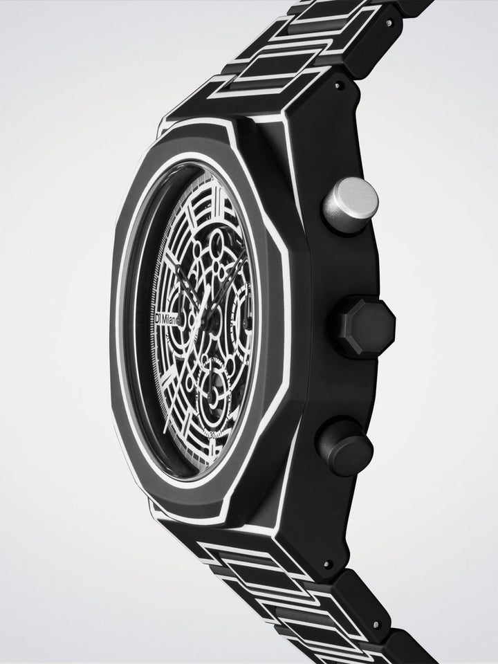 D1 Milano Μαύρο Σκίτσο Polychrono 40,5 mm D1-PHBJ14