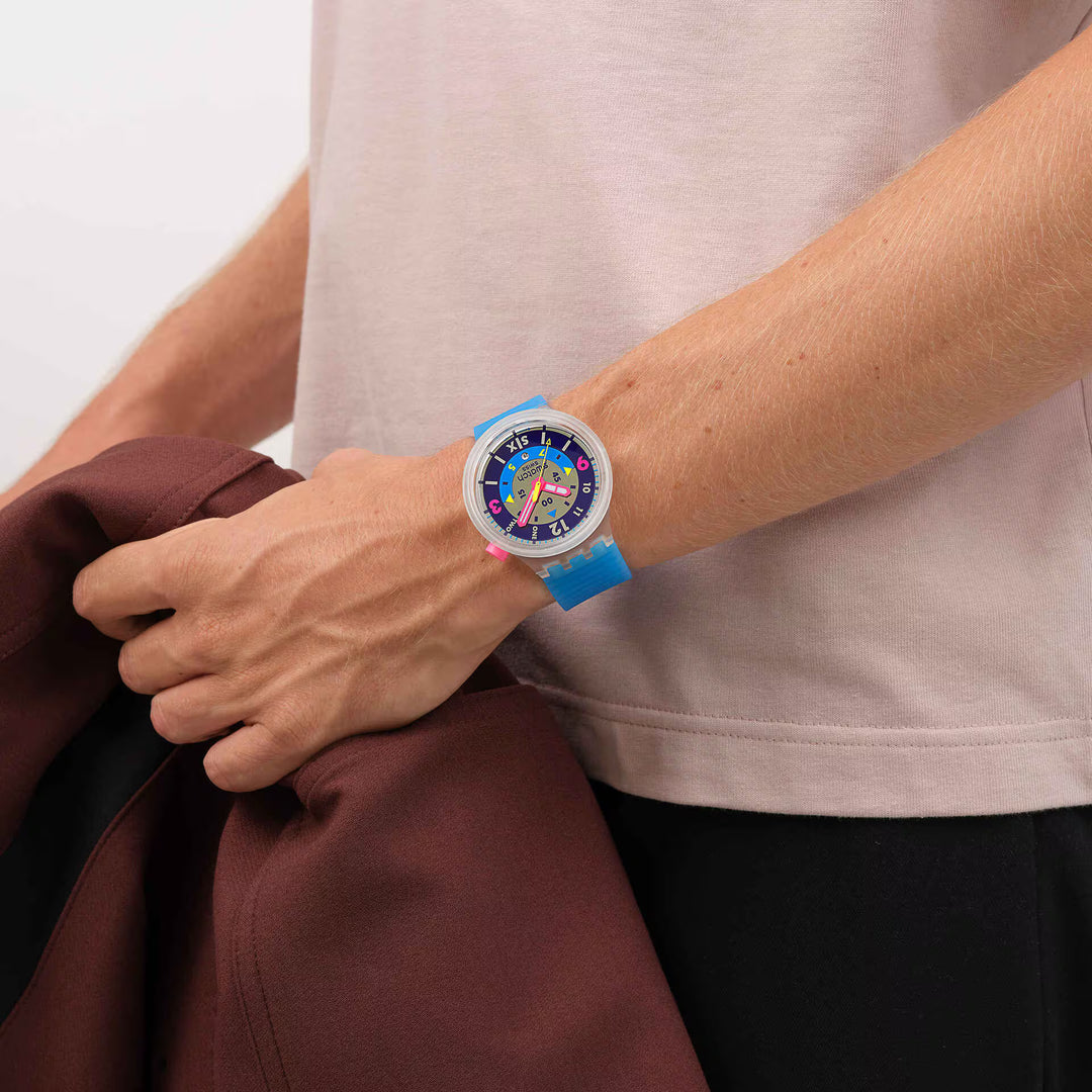 Swatch orologio NEON HIELO Originals Big Bold 47mm SB01K400