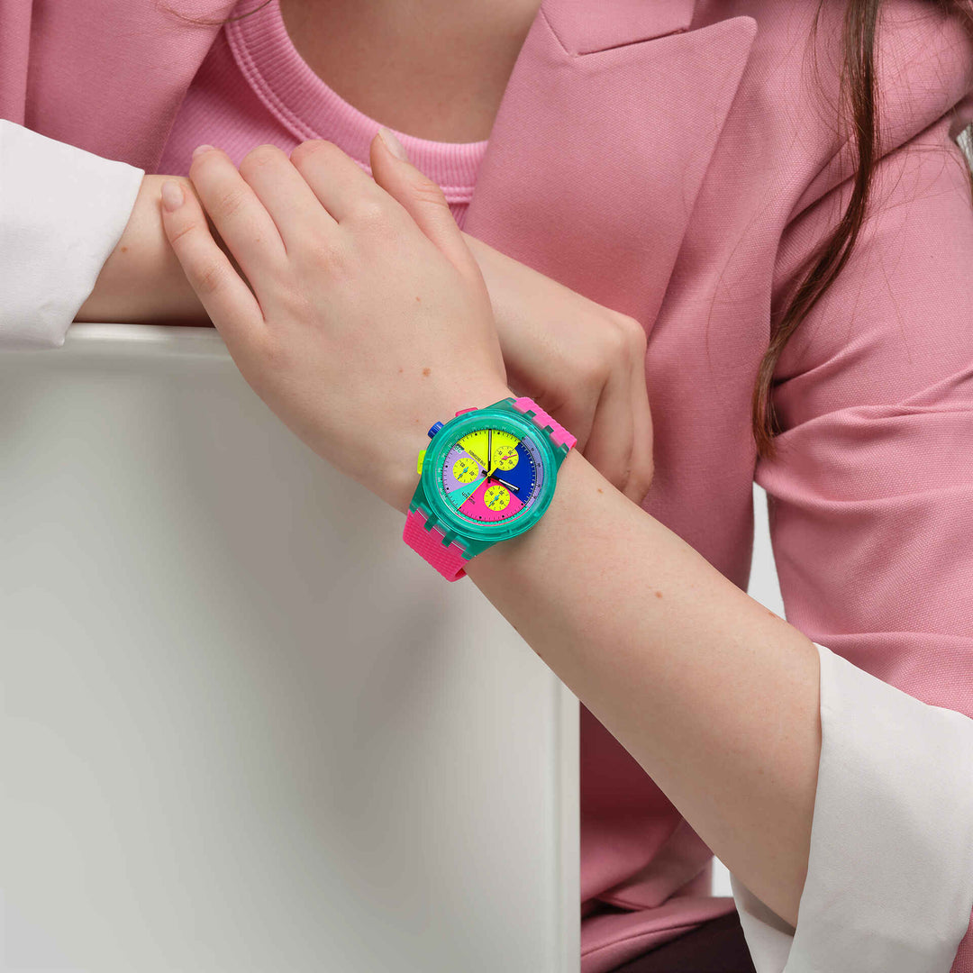 Swatch-Uhr NEON FLASH ARROW Originals Chrono 42mm SUSG408