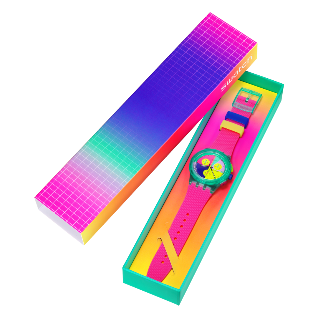 Swatch-Uhr NEON FLASH ARROW Originals Chrono 42mm SUSG408