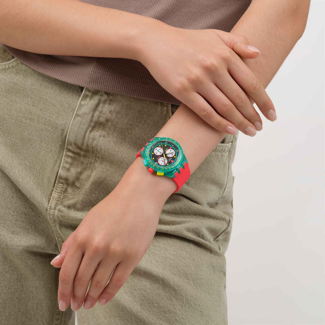 Swatch-Uhr NEON EMERALD CHRONO Originals Chorno 42 mm SUSG409