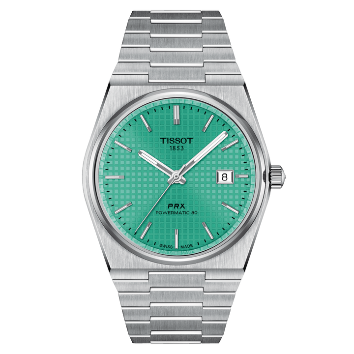 Reloj Tissot PRX Powermatic 80 40mm verde agua automático acero T137.407.11.091.01