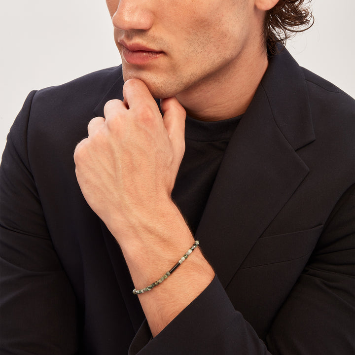 Breil Priam steel bracelet with IP gun emerald root finish TJ3643