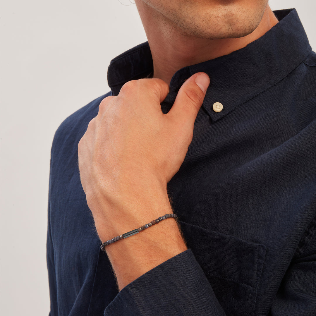 Brazalete de acero Breil Priam con acabado de raíz de zafiro IP Gun TJ3644