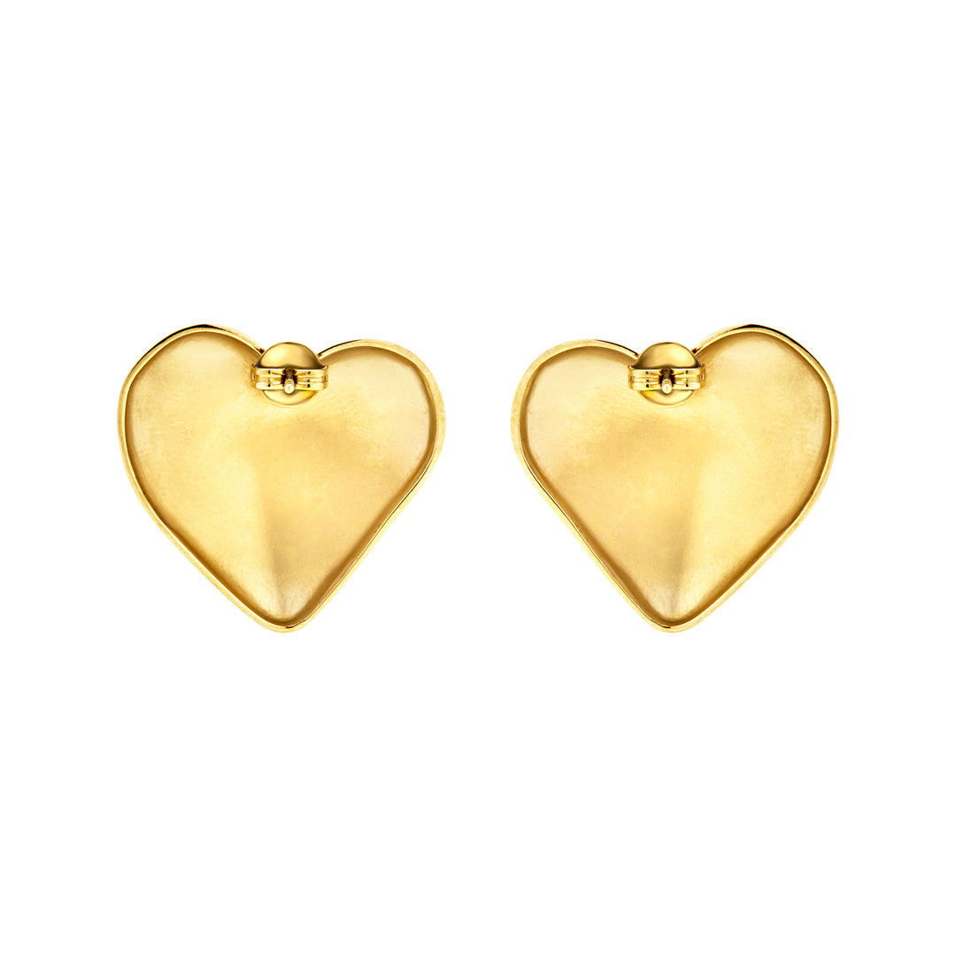 Brincos Breil Big Heart com lóbulo em aço com acabamento IP dourado TJ3692
