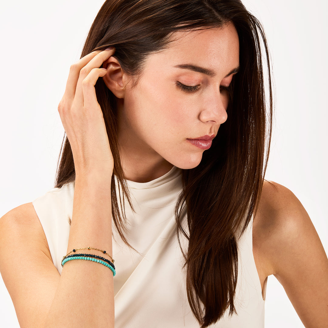 Breil náramek Magnetica System Elemento Small Aqua Steel náramek s úpravou IP Gold a krystaly TJ3769