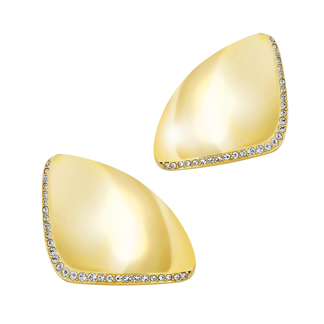 Kolczyki Breil Retwist ze stali IP w kolorze złotym, cyrkonia TJ3918