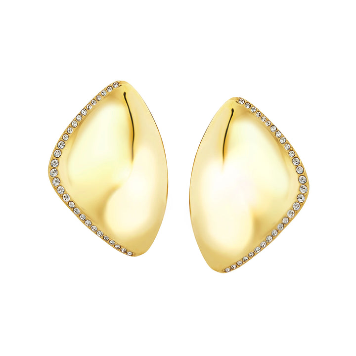 Kolczyki Breil Retwist ze stali IP w kolorze złotym, cyrkonia TJ3918