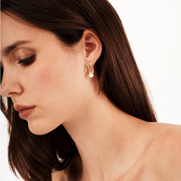 Breil orecchini a cerchio Stylize acciaio finitura IP gold TJ4052