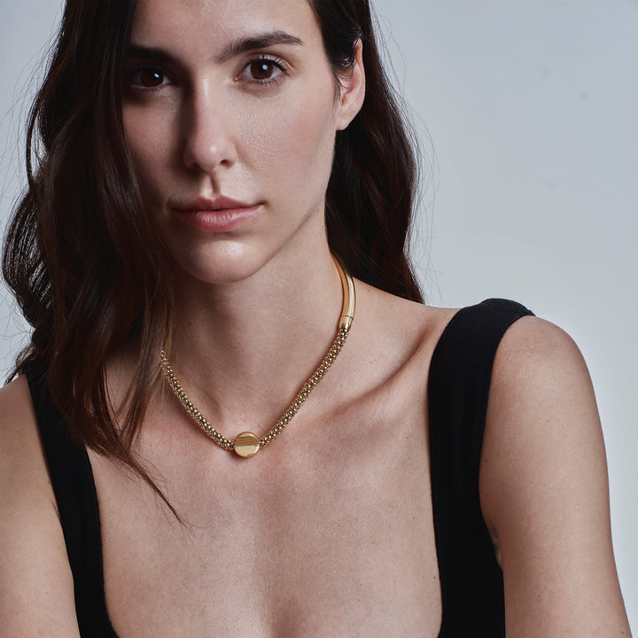 Collier ras du cou Breil Magnetica System en acier, finition PVD or 14 carats TJ4238