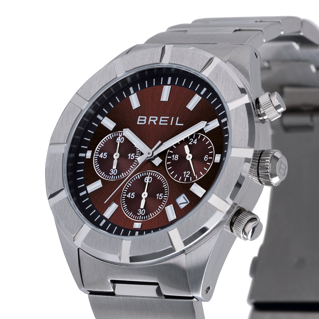 Hodinky Breil B 12 Chorono 42mm hnědá křemenná ocel TW2072