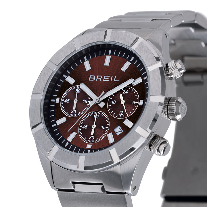Hodinky Breil B 12 Chorono 42mm hnědá křemenná ocel TW2072