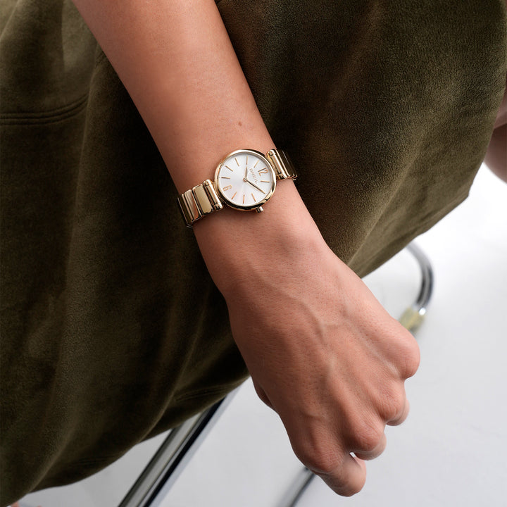 Breil Nuvè klocka 28 mm silver kvartsstål IP guldfinish TW2126