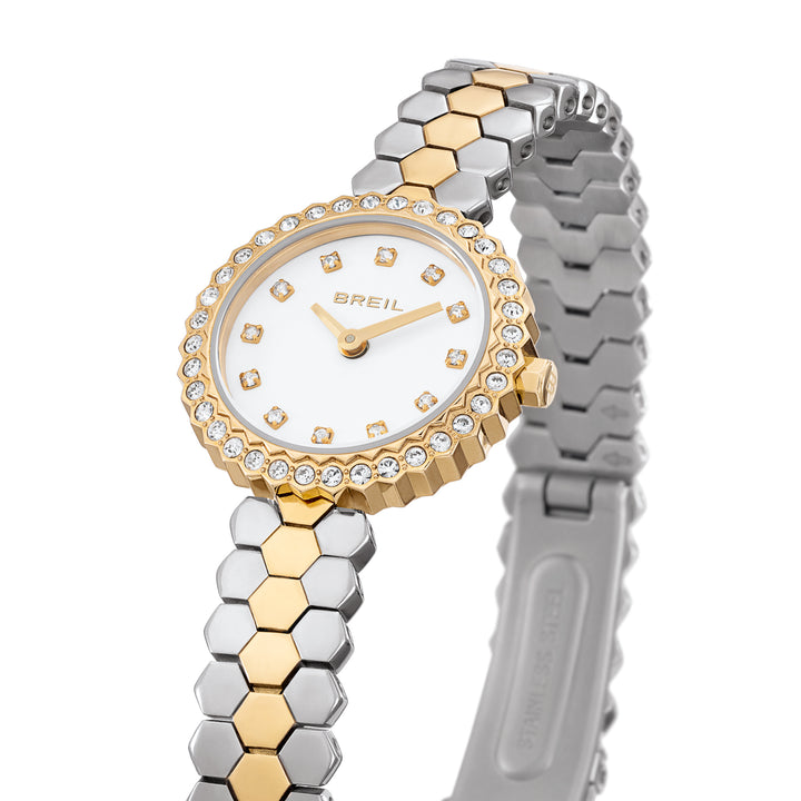Breil Primp klocka 24mm vitt kvartsstål PVD finish 14k guld TW2200