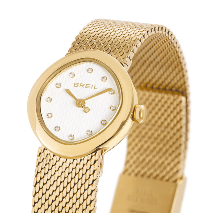 Relógio Breil Primp 25 mm aço quartzo branco acabamento PVD ouro 14k TW2022