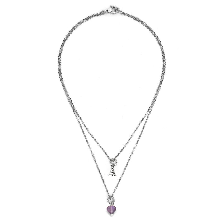 Giovanni Raspini ketting kostbaar geschenk brief aan Ketting in 925 zilver, amethist en zirkonen X01494